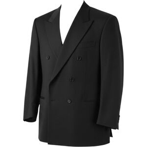 Mani by Giorgio Armani Mens 44L Black Double Breasted Virgin Wool Blazer Jacket